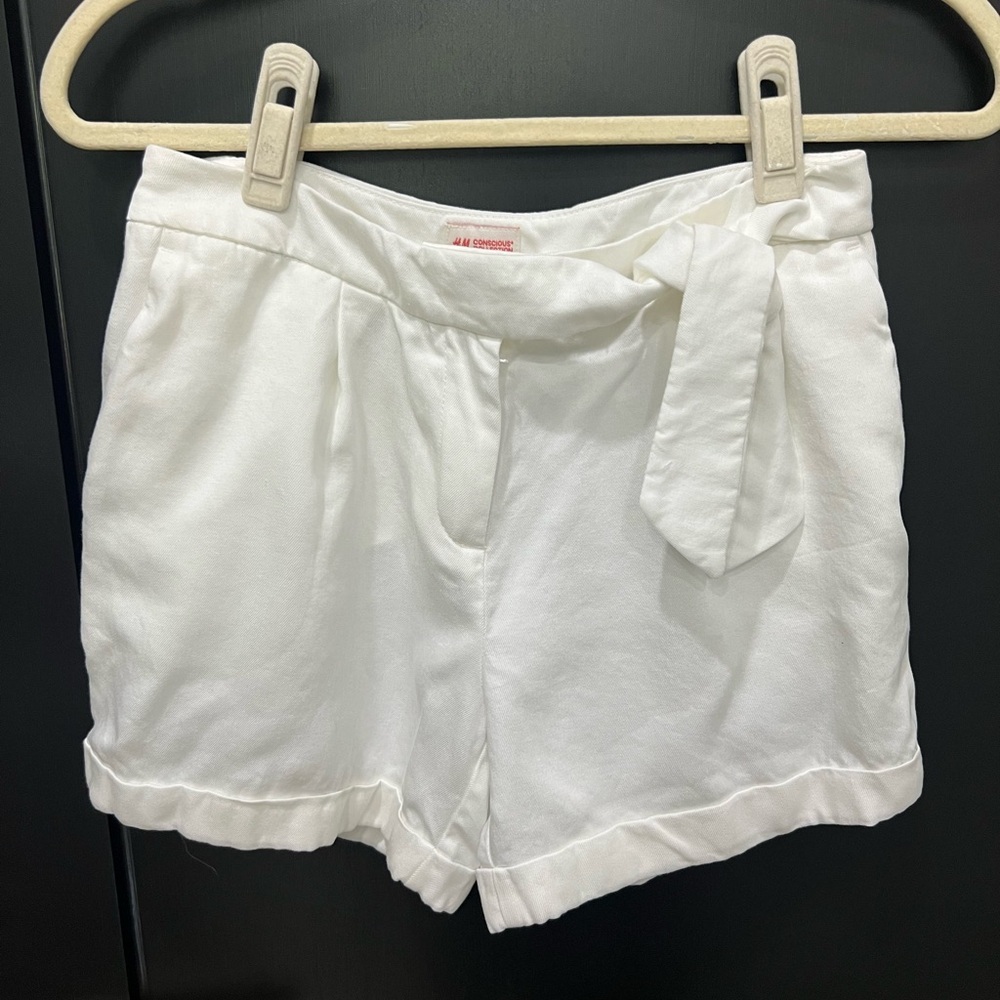 H&M White Women's Conscious Collection Shorts with side tie